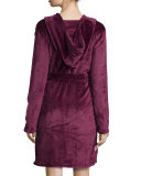 Miranda Plush Hooded Short Robe, Aster