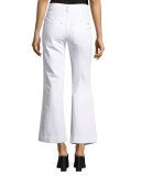 Fray Bis Flared Cropped Jeans, White