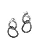 Silver Lava Double Earrings with Black Sapphire