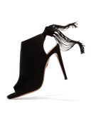 Suede Fringe 105mm Bootie, Black
