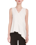 V-Neck Asymmetric-Hem Tunic, Off White
