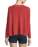 Marisol Long-Sleeve V-Neck Sweater, Red