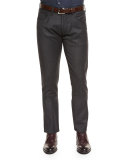 Five-Pocket Stretch-Cotton Pants, Charcoal