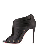 Toot Mignonne Caged Open-Toe Red Sole Bootie, Black