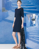 Double-Faced Wool Crepe Dress, Azurite