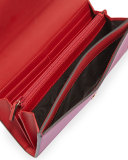 Contrast Leather Continental Wallet, Rosette/Hibiscus