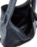 Canotta Woven Cervo Hobo Bag, Navy/Bicolor