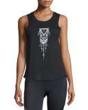 Nama Printed Jersey Sport Tank, Black w/White Mantra