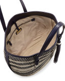 Woven Vachetta Leather Tote Bag, Tory Navy/Multi