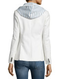 Striped Zip-Front Hoodie Dickey, Blue/White/Black