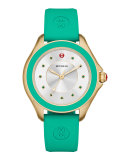 Cape Green Topaz Watch with Silicone Strap, Yellow Golden