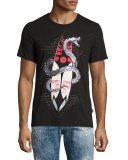 Snake & Surfboard Graphic T-Shirt, Black
