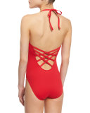 Island Goddess Mio Halter One-Piece Swimsuit