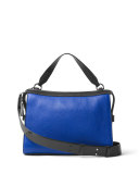 Ingrid Medium Leather Shoulder Bag, Electric Blue/Black