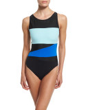 Technicolor Perforated One-Piece Swimsuit