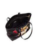 Medium Nylon Robot Tote Bag, Black/Multi (Nero/Multi)
