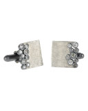Oxidized Sterling Silver Cuff Links with Diamonds