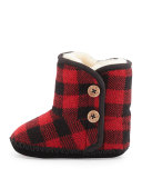 Check-Print Baby Bootie, Scarlet Check, Infant
