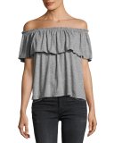 The Off-the-Shoulder Ruffle Top, Gray