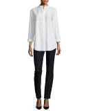 Nicoletta Button-Front Striped Blouse, Cloud/Multi