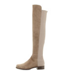 50/50 Suede Over-the-Knee Boot, Praline