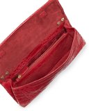 Gotham Crocodile Flap Clutch Bag, Red