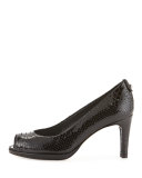 Logoplainfield Snake-Print Pump, Black Crystal