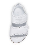 Eelford Scalloped Leather Sandal, White, Toddler