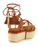 Romanesque Lace-Up Platform Sandal, Saddle