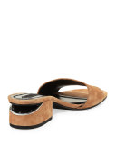 Lou Suede Block-Heel Mule, Clay
