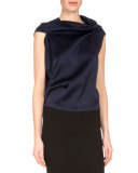 Eugeine Tie-Back Draped Blouse, Navy