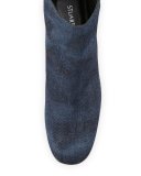 Bacari Denim Chunky-Heel Bootie, Navy Antique Denim