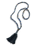 Labradorite Leather Pendant Necklace, Navy