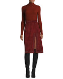 Aimee Studded Suede Skirt, Bordeaux