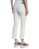Cropped Flare Jeans W/Frayed Hem, Natural