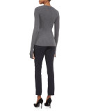 Ostrich-Feather Crewneck Sweater, Dark Flint Melange
