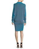 Dolman-Sleeve Striped Shift Dress, City Blue