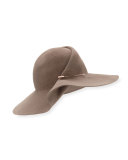 Catherine Wide-Brim Pinned Felt Hat, Mink