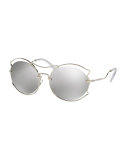 Waved Mirrored Open-Inset Sunglasses