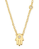 Hamsa Pendant Bezel Diamond Necklace