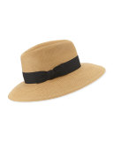 Phoenix Woven Boater Hat, Natural/Black