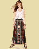 Zona Embroidered Maxi Skirt, Black