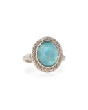 New World Rutilated Quartz and Turquoise Doublet Ring with Diamonds Details