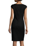 Allure Knit Scoop-Neck Cap-Sleeve Sheath Dress, Caviar