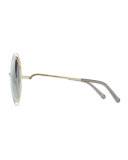 Carlina Metal Oversize Sunglasses, Golden/Gray