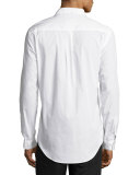 Raw-Edge Button-Front Shirt, White