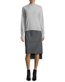 Kiki Pocket-Front Felt Midi Skirt, Gray