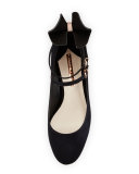Lilia Bow Suede 60mm Mary Jane Pump, Black
