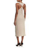 Kira Sleeveless Cashmere Midi Dress, Alabaster Melange