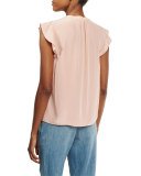 Lucilia Denim Paperbag-Waist Pants, Sea Wash